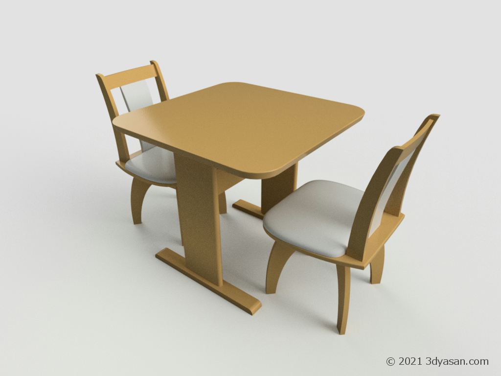 2人掛けダイニングテーブルセットの3Dモデル