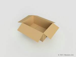開いたダンボールの3Dモデル
