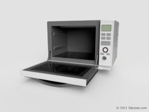 開いた電子レンジの3Dモデル