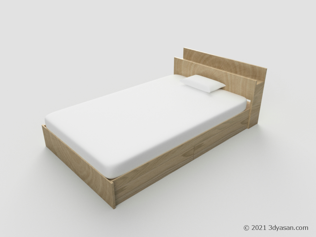 セミダブルベッドの3Dモデル