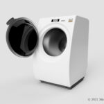開いたラム式洗濯機の3Dモデル