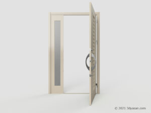 開いた玄関ドアの3Dモデル