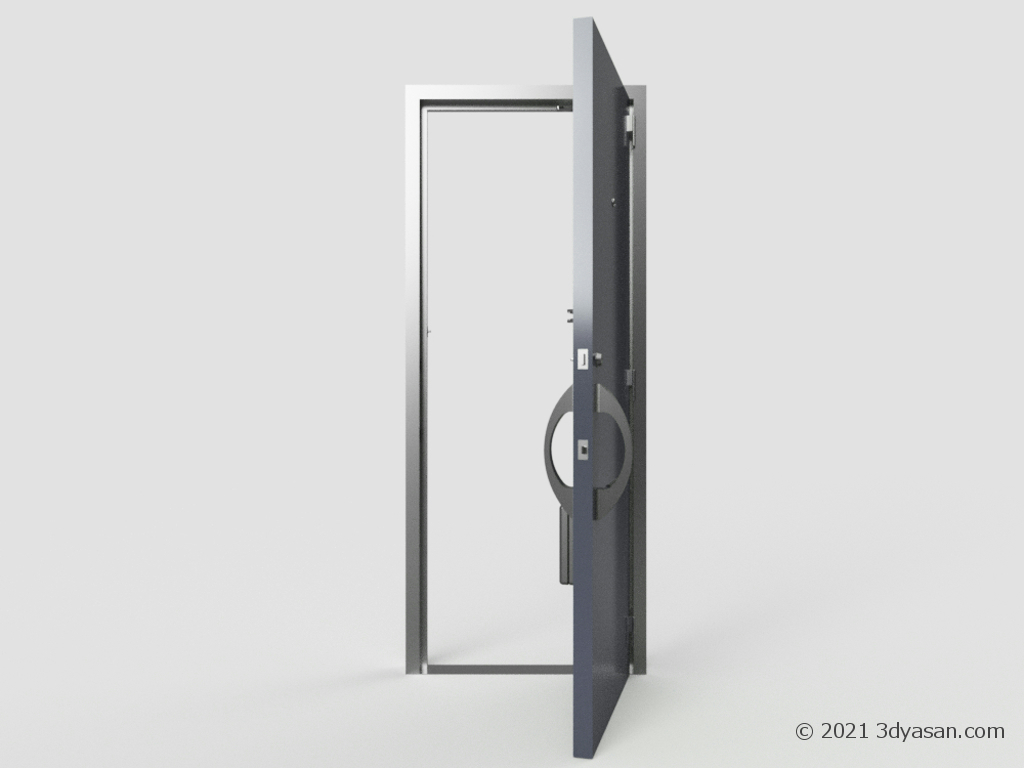 開いた玄関ドアの3Dモデル