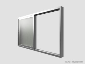 開いた窓の3Dモデル