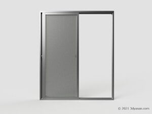 開いた掃き出し窓の3Dモデル