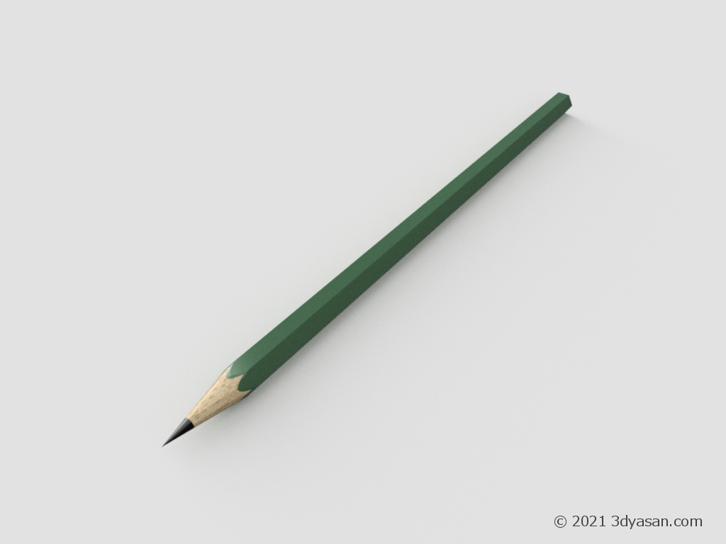 削った後の鉛筆の3Dモデル