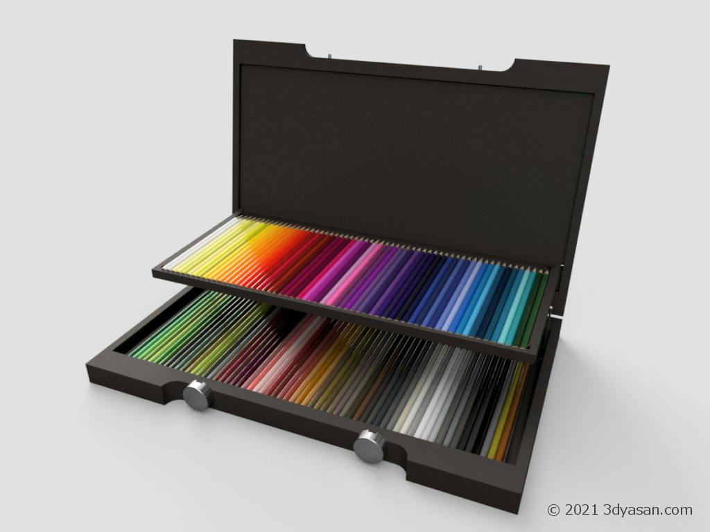 色鉛筆120色セットの3Dモデル