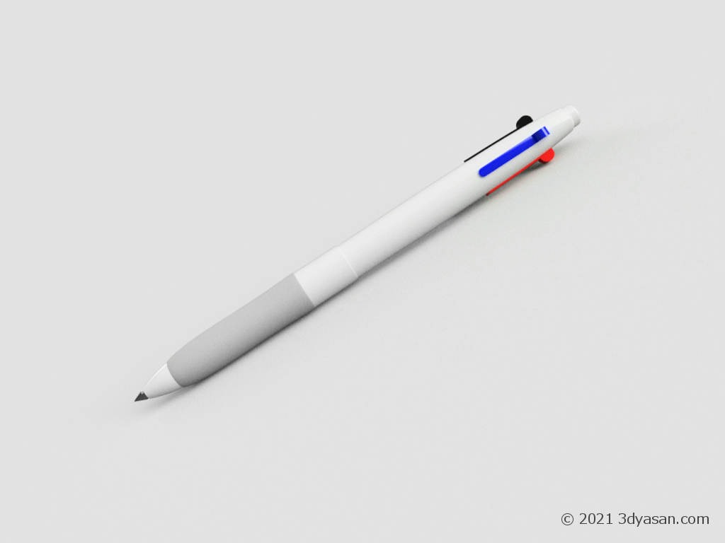 3色ボールペンの3Dモデル