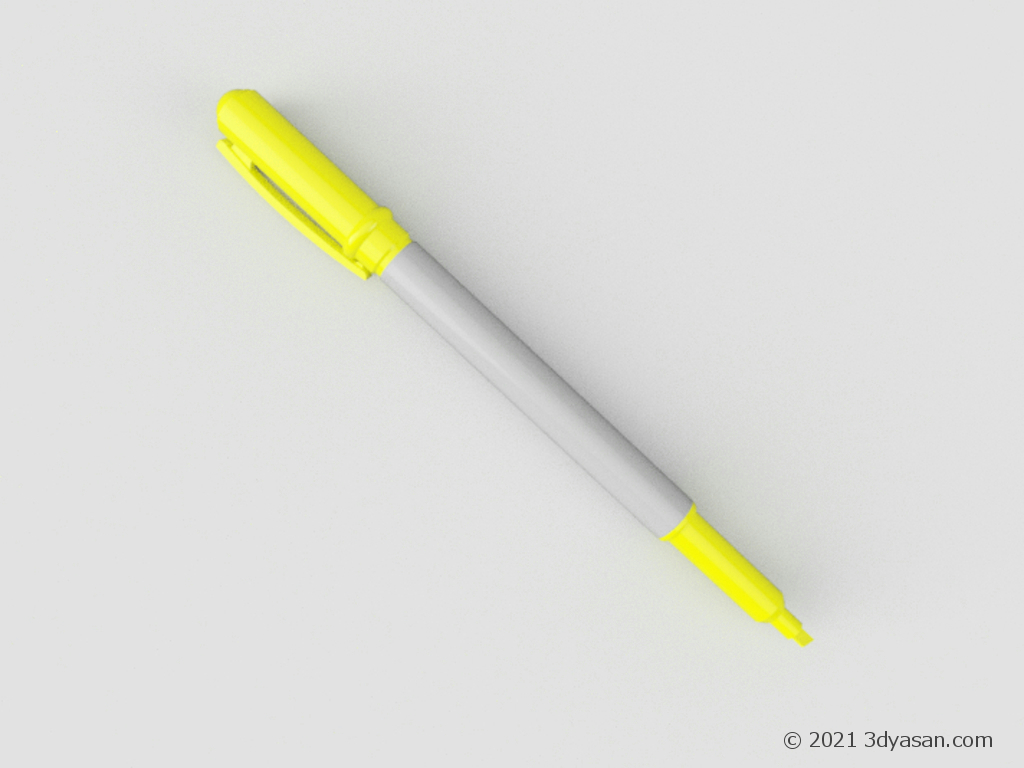 黄色い蛍光ペンの3Dモデル