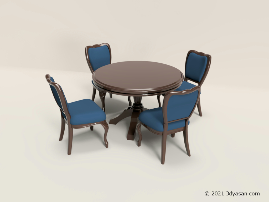 アンティーク調のテーブルセットの3Dモデル