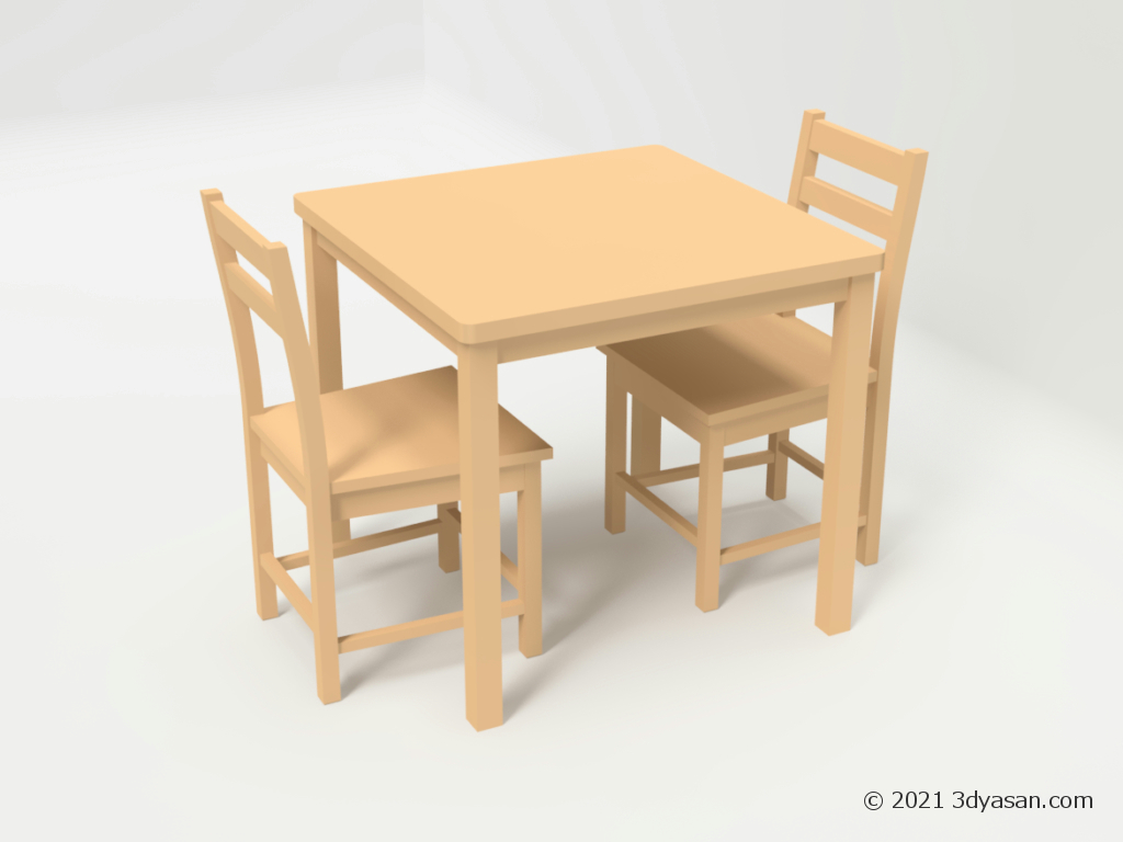 2人掛けダイニングテーブルセットの3Dモデル