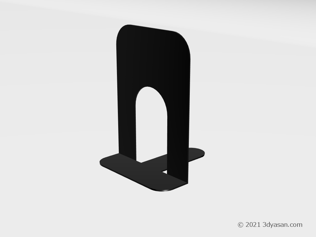 黒いステンレス製のブックエンドの3Dモデル