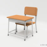 学校机と学校椅子の3Dモデル
