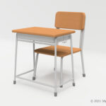 学校机と学校椅子の3Dモデル