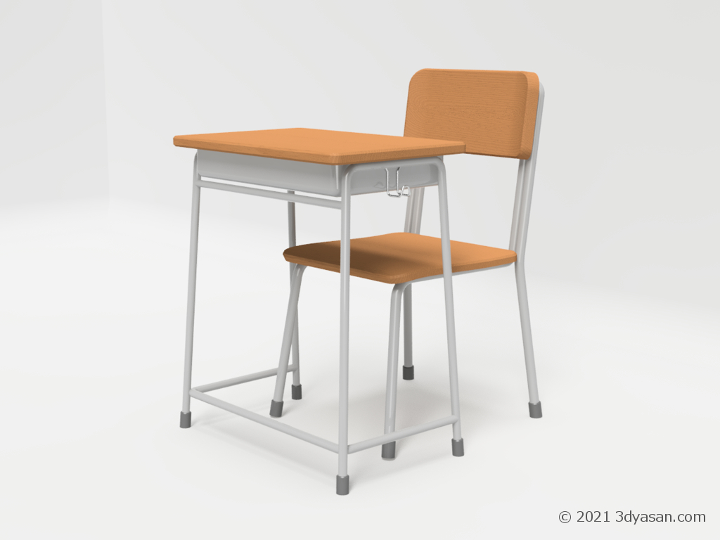 学校机・椅子セット(高)【3Dモデル】 | 3D屋さん