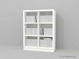 本が入った本棚の3Dモデル