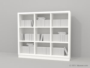 本が入った本棚の3Dモデル