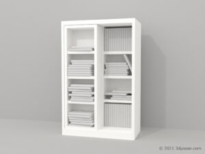 本が入ったスライド式本棚の3Dモデル