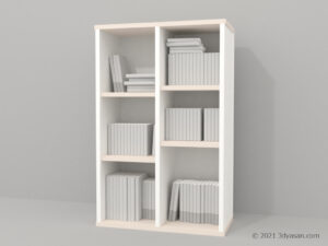 本が入った本棚の3Dモデル