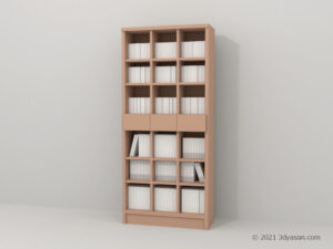 本が入った本棚の3Dモデル