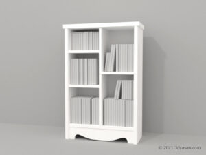 本が入った本棚の3Dモデル