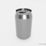 プルタブが開いたアルミ缶の3Dモデル