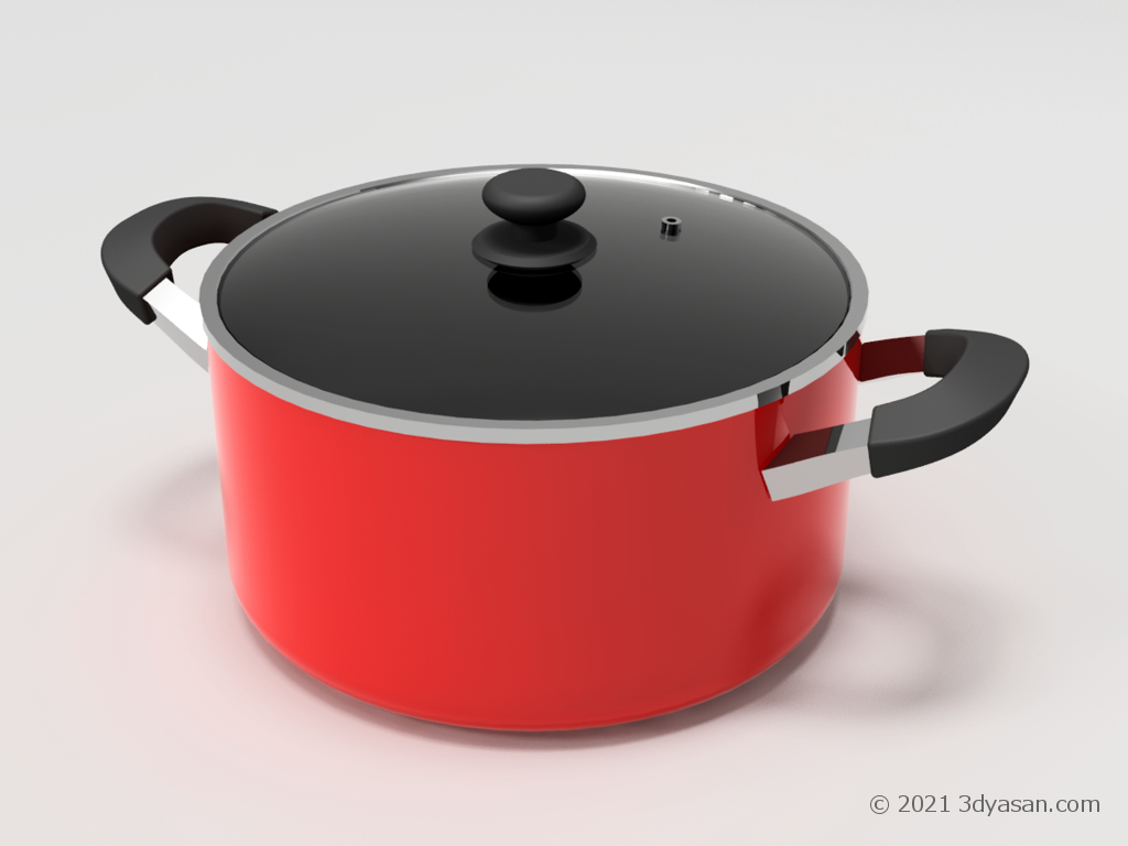 赤い両手鍋の3Dモデル