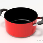 フタなしの赤い両手鍋の3Dモデル