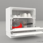 開いた食洗器（中身あり）の3Dモデル