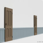 腰壁とドア付き壁の3Dモデル