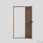 開いたドアの3Dモデル