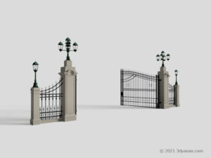 開いた西洋門の3Dモデル