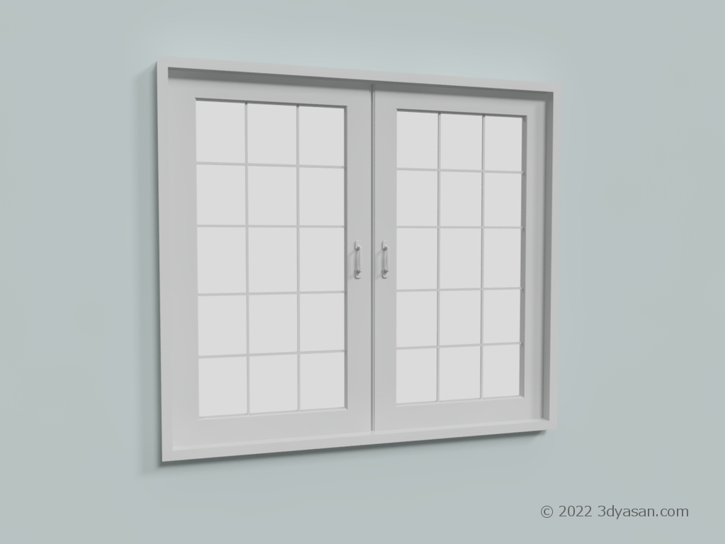 両開き窓の3Dモデル
