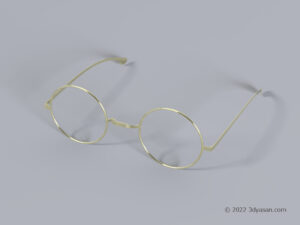 金フレームの丸眼鏡の3Dモデル