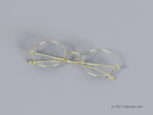 金フレームの丸眼鏡の3Dモデル